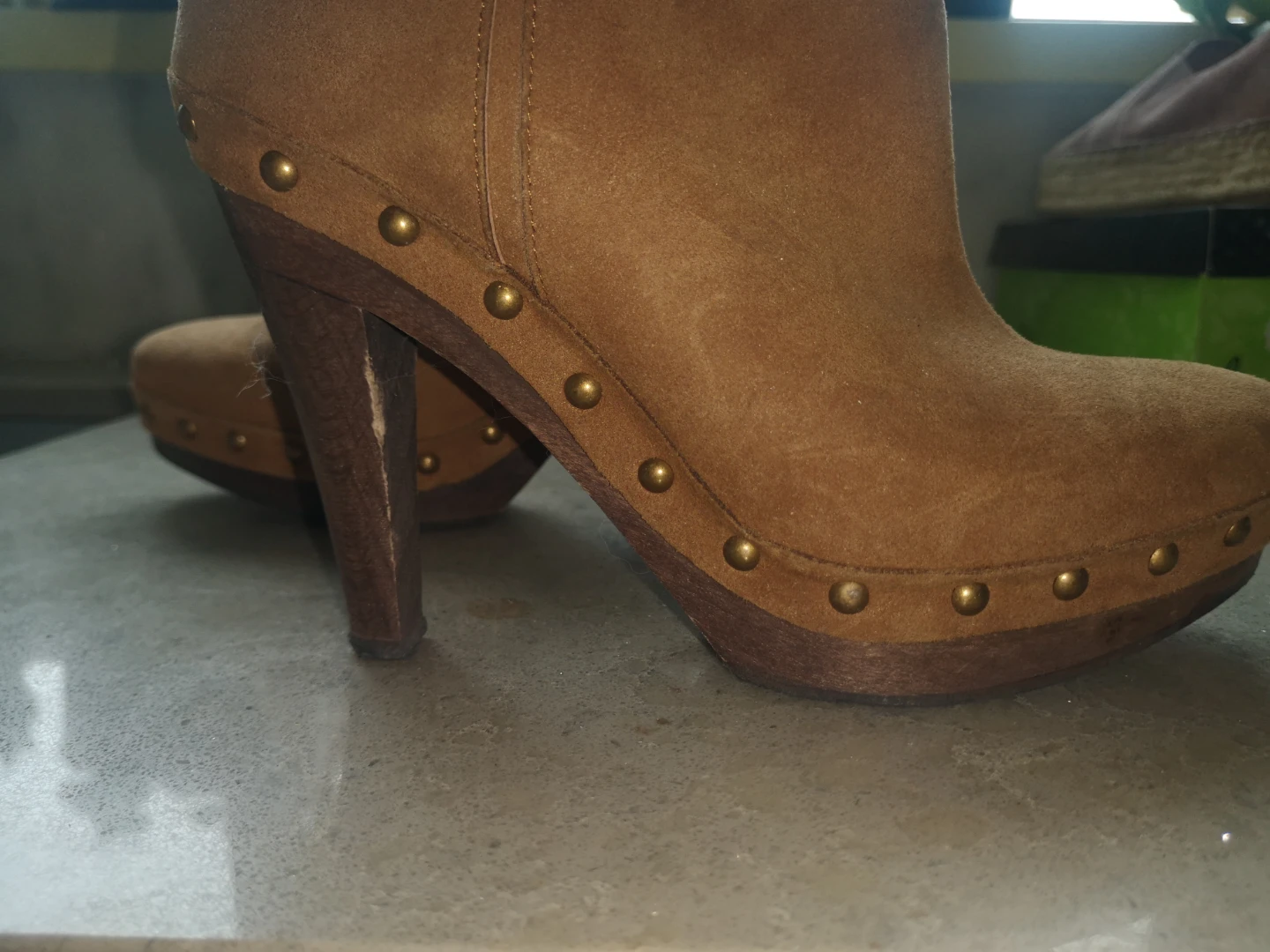 Stella McCartney Brown faux Suede Bootie Heels, Size 6 - photo 2