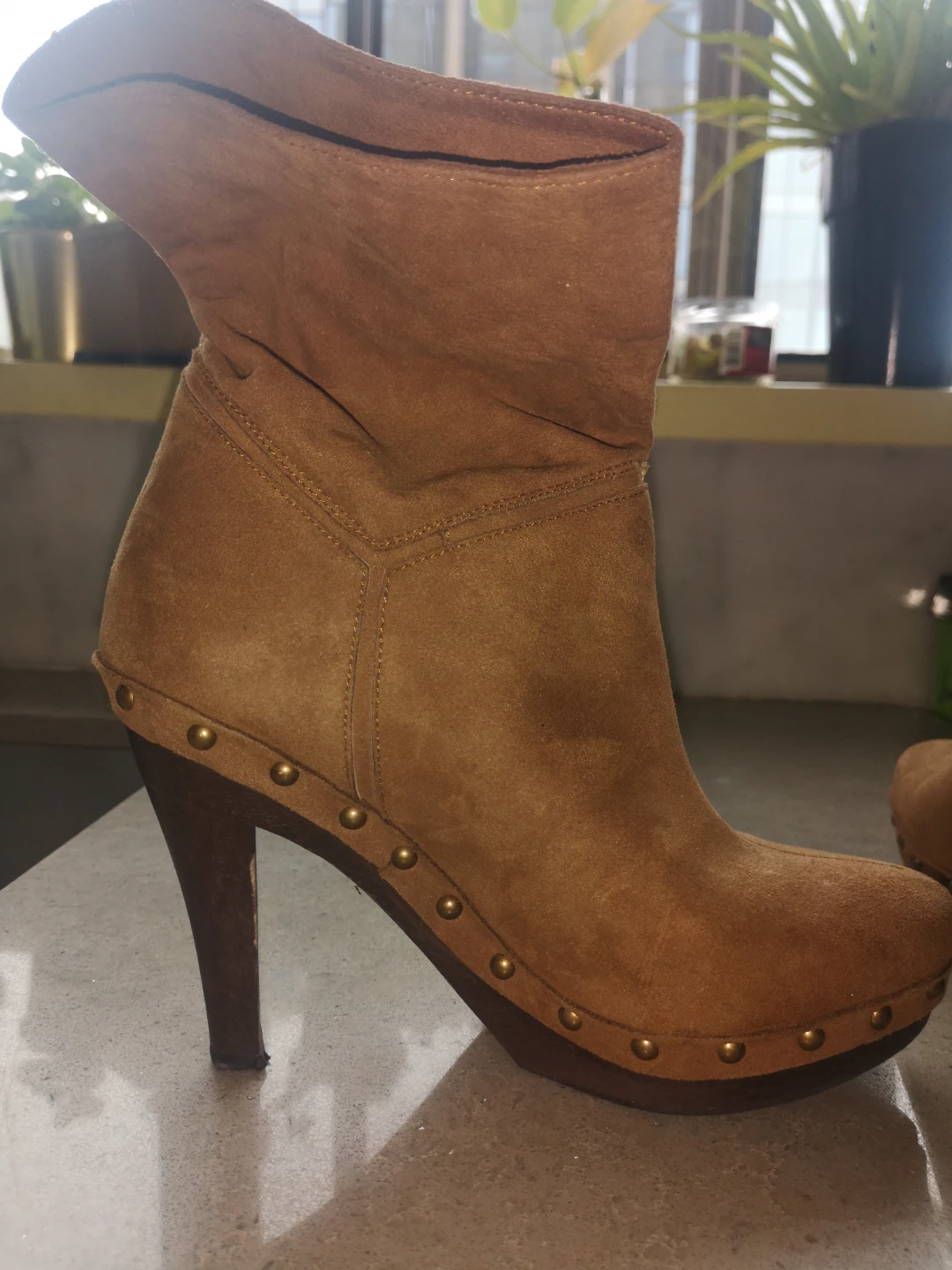 Stella McCartney Brown faux Suede Bootie Heels, Size 6 - photo 3