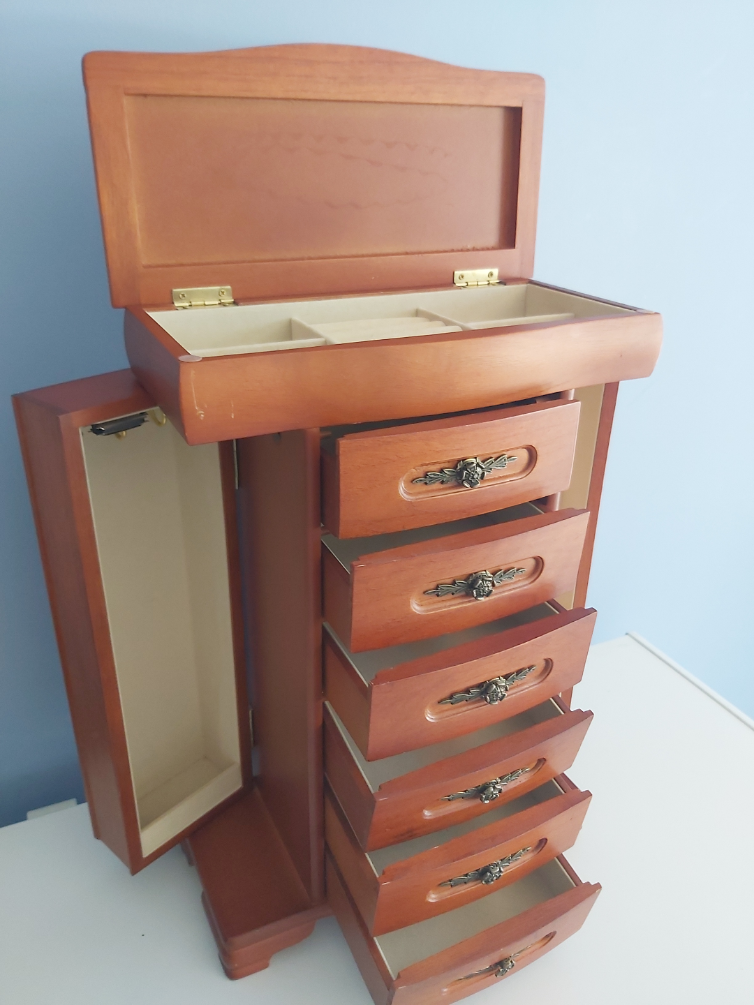 Wooden Jewellery Armoire with Drawers