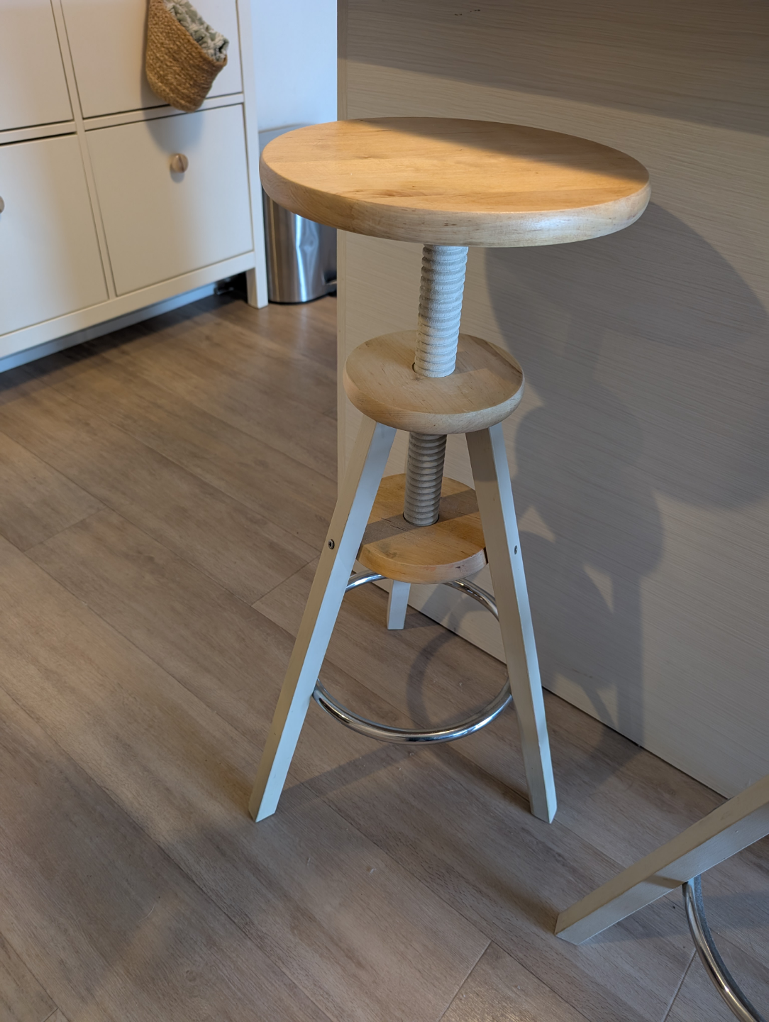 Pair of Adjustable Height Wooden Stools - photo 4