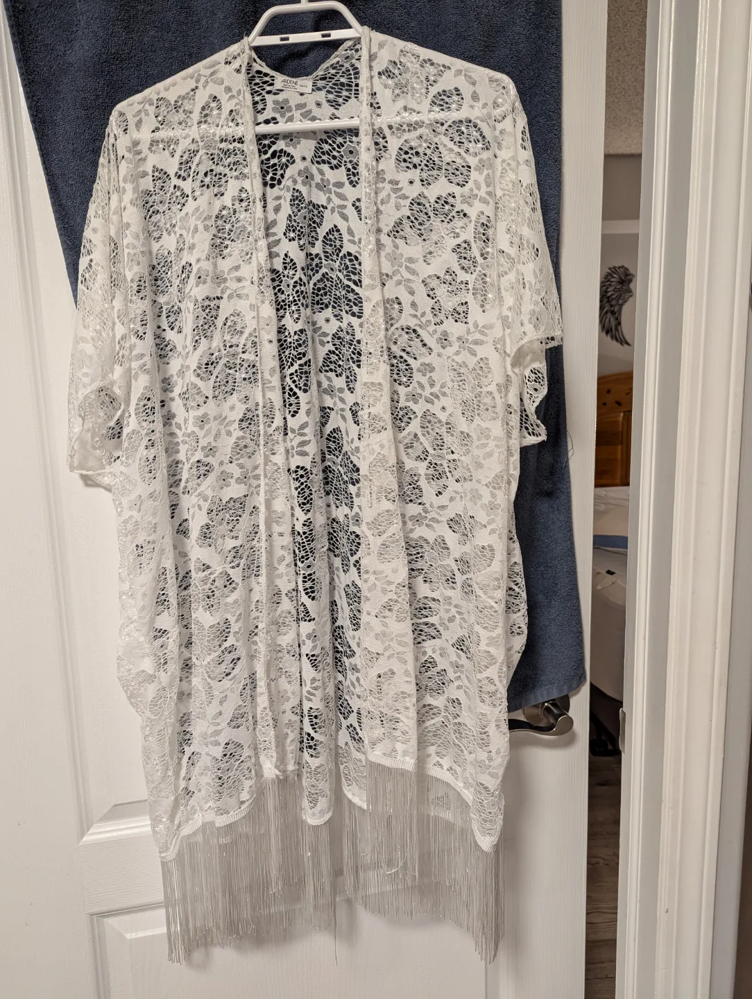 White Lace Kimono Cardigan with Fringe 🧡