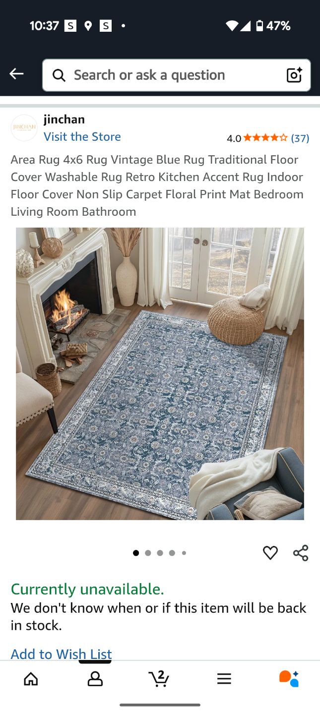 Vintage Blue Area Rug 4x6 Feet - photo 3