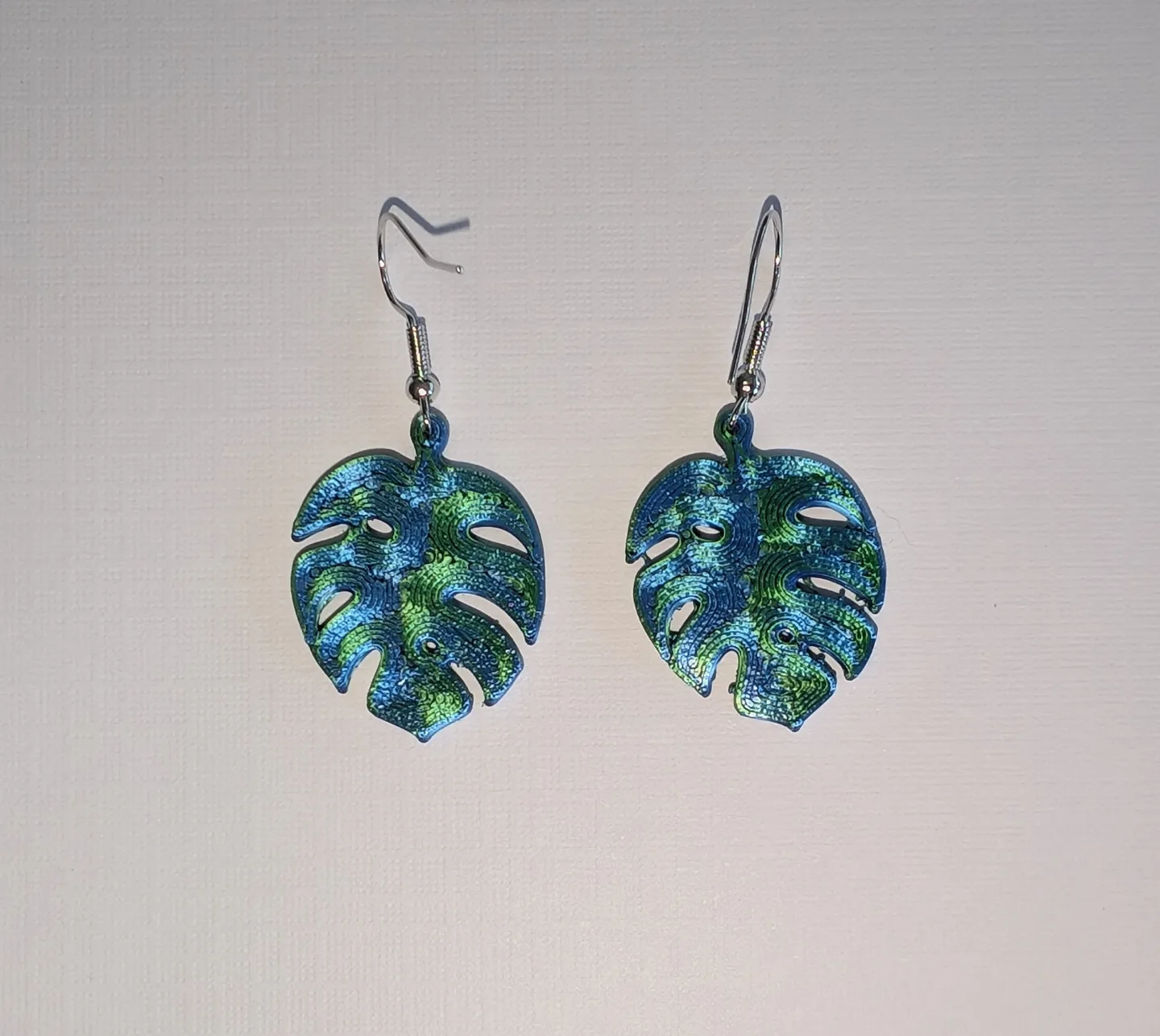 Monstera Leaf Earrings - New, 3D printed thumbnail