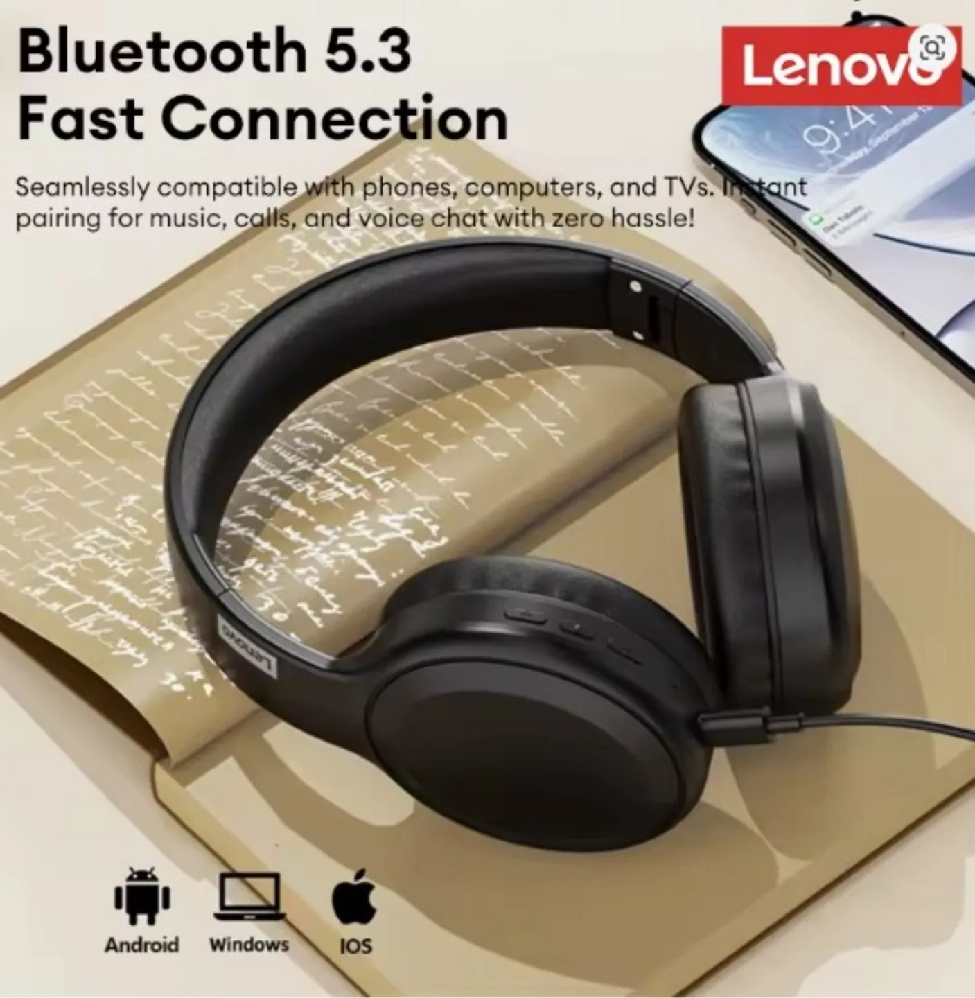 Lenovo headphones Bluetooth headset wireless image indicator(3)