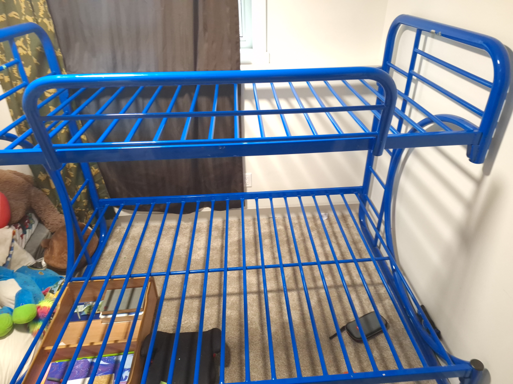Twin Over Double Blue Metal Bunk Bed Frame