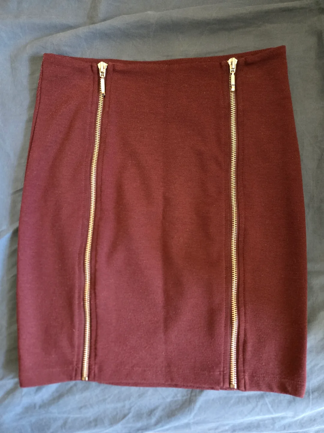 Forever 21 Burgundy Mini Skirt with Zip Detail thumbnail