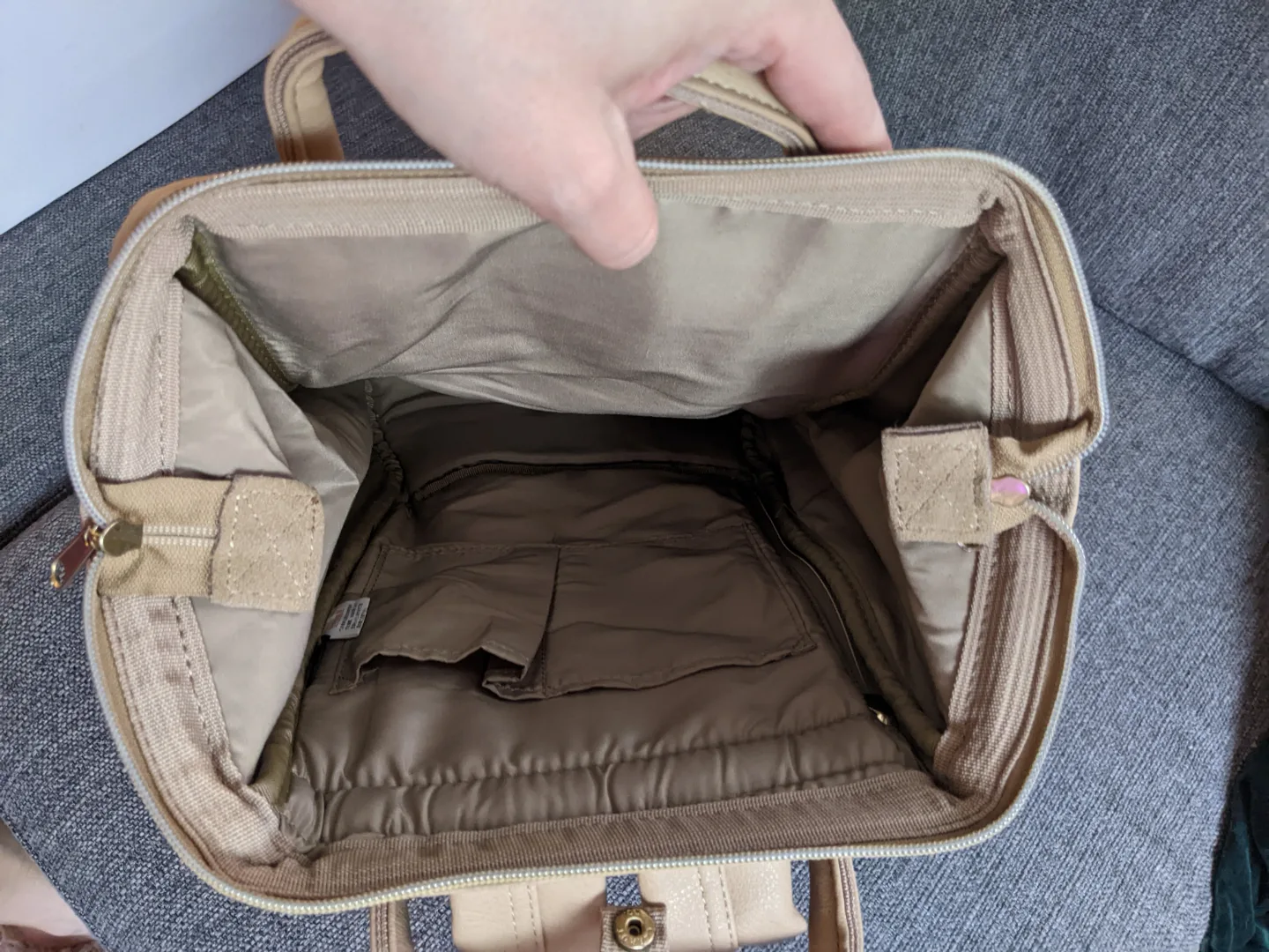 Anello Japan Faux Leather beige backpack bag image indicator(3)