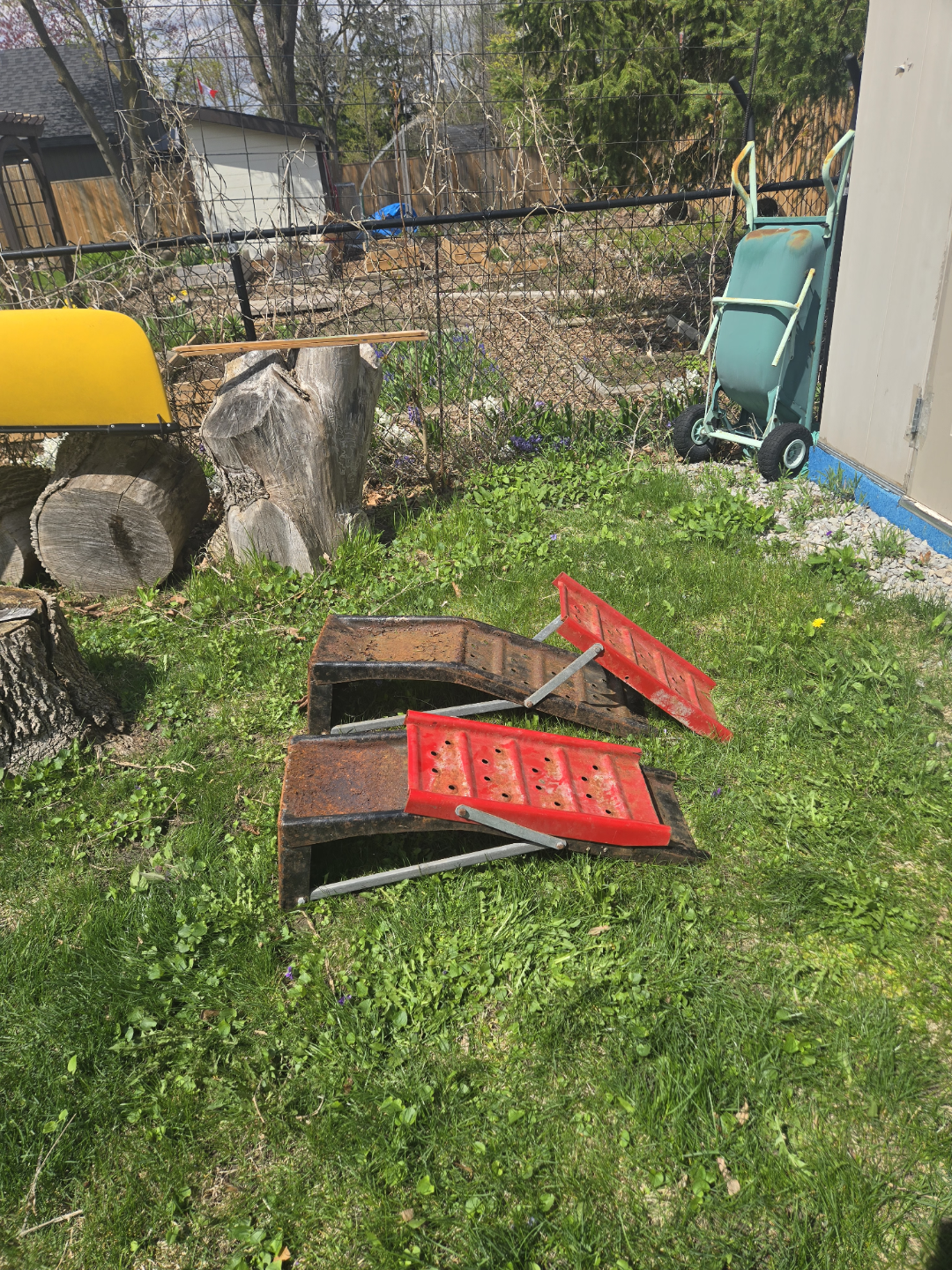 Pair of Used Red Metal Vehicle Ramps - photo 2