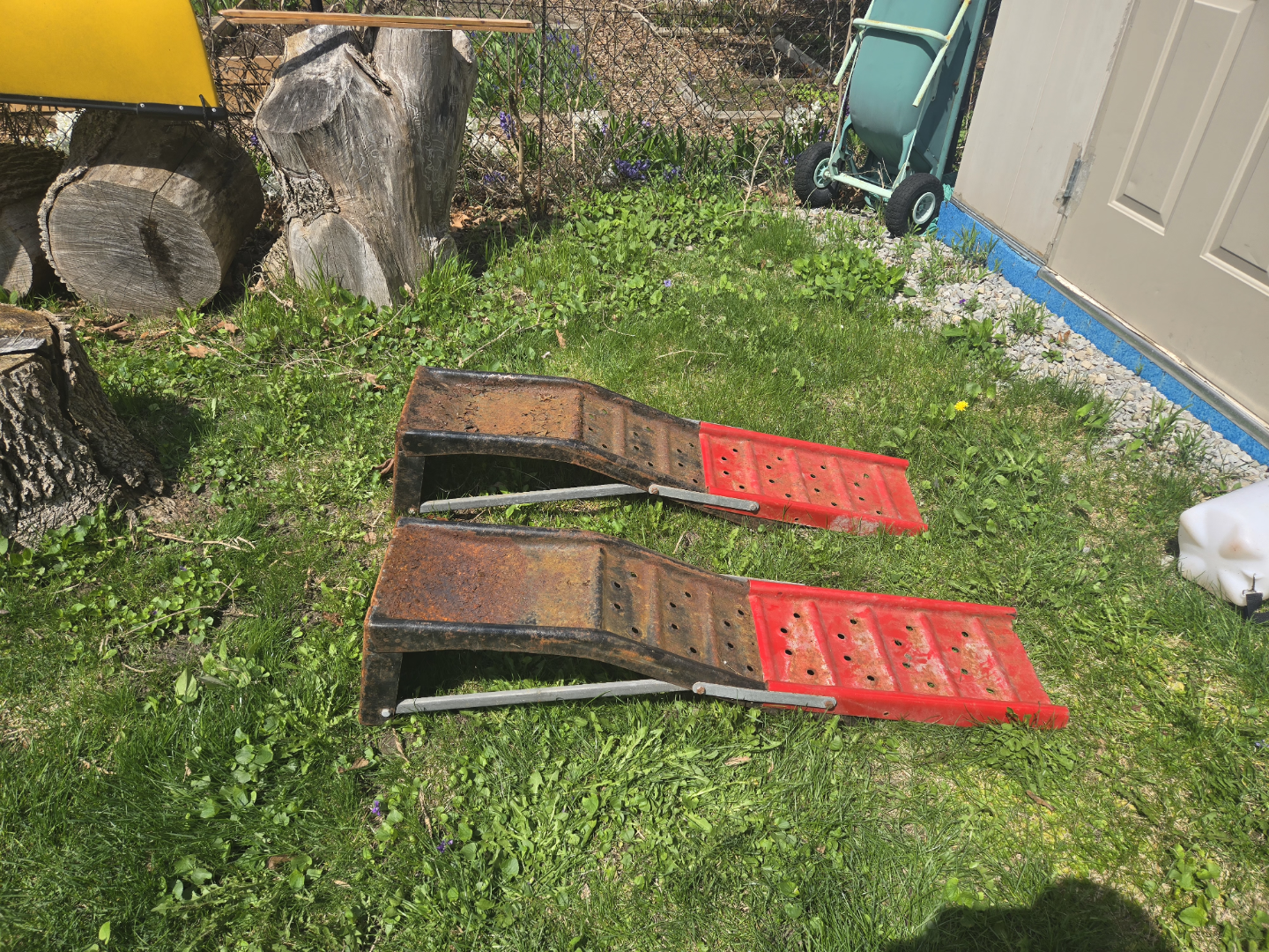 Pair of Used Red Metal Vehicle Ramps - photo 3