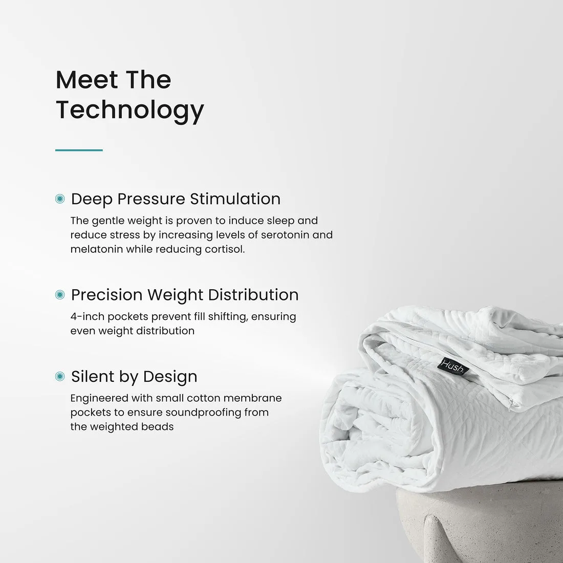 Hush Weighted Blanket - White - Excellent Condition image indicator(3)