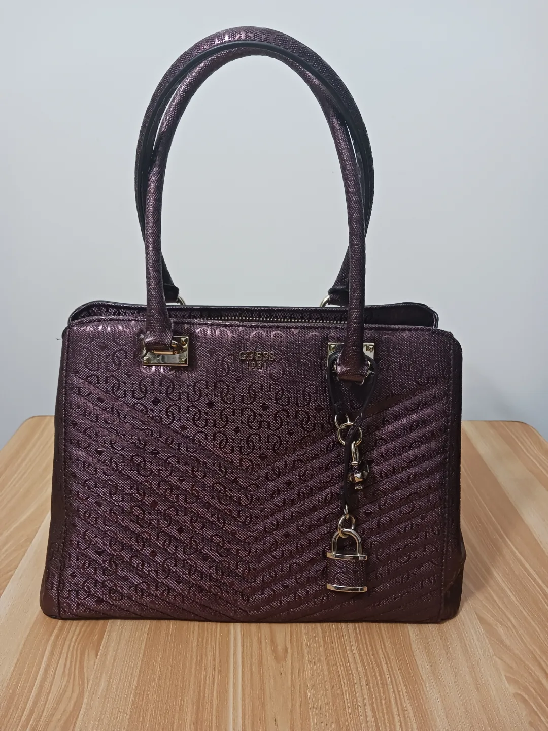 Guess Metallic Vintage Rare  Purple Satchel Handbag thumbnail