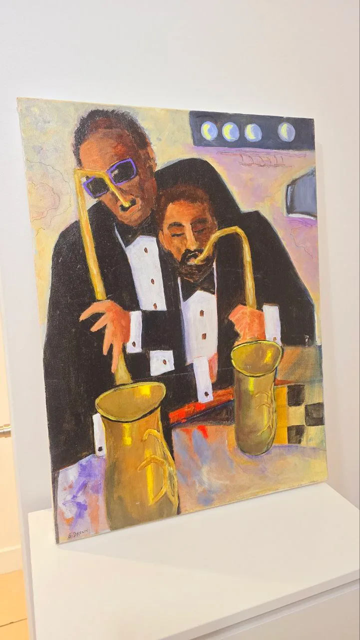 Jazz Duet by S. Brown – Original Acrylic Painting (46 x 61 cm) thumbnail