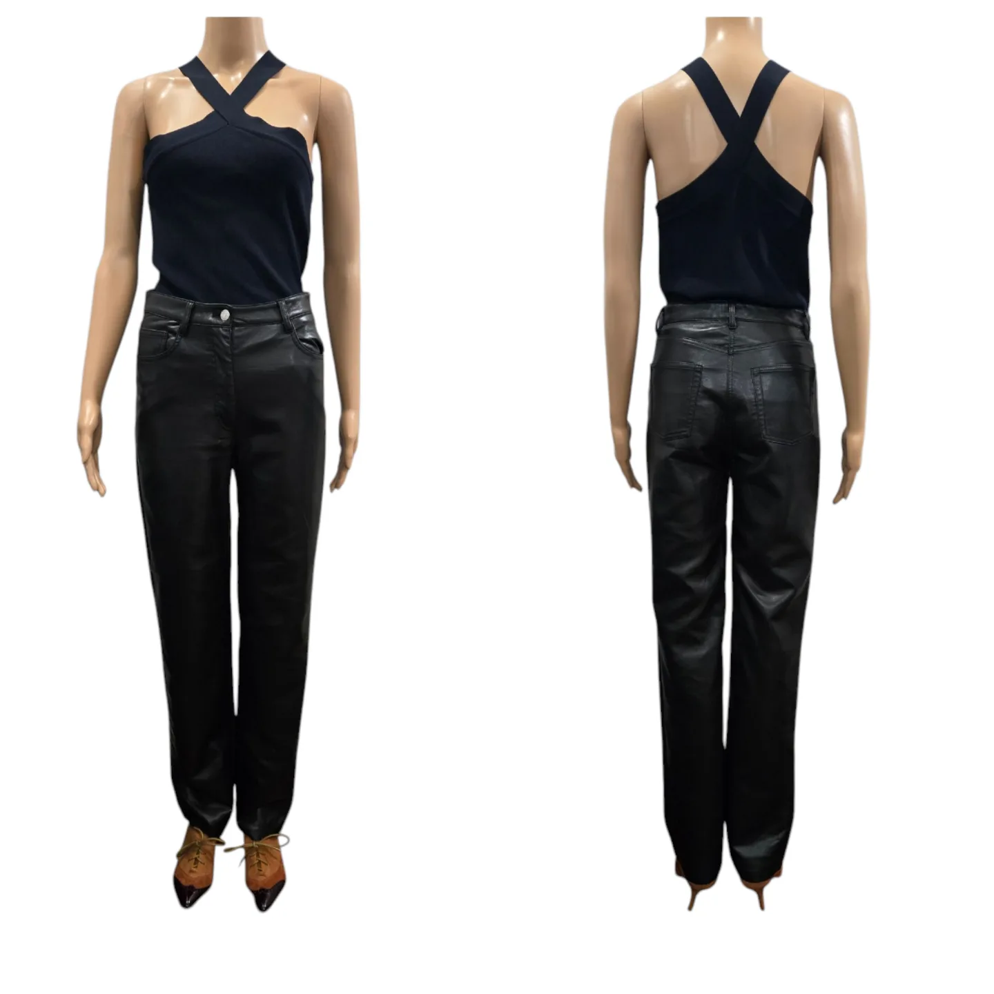 Aritzia Wilfred Melina High-Rise Faux-Leather Pants Full Size 4 image indicator(4)