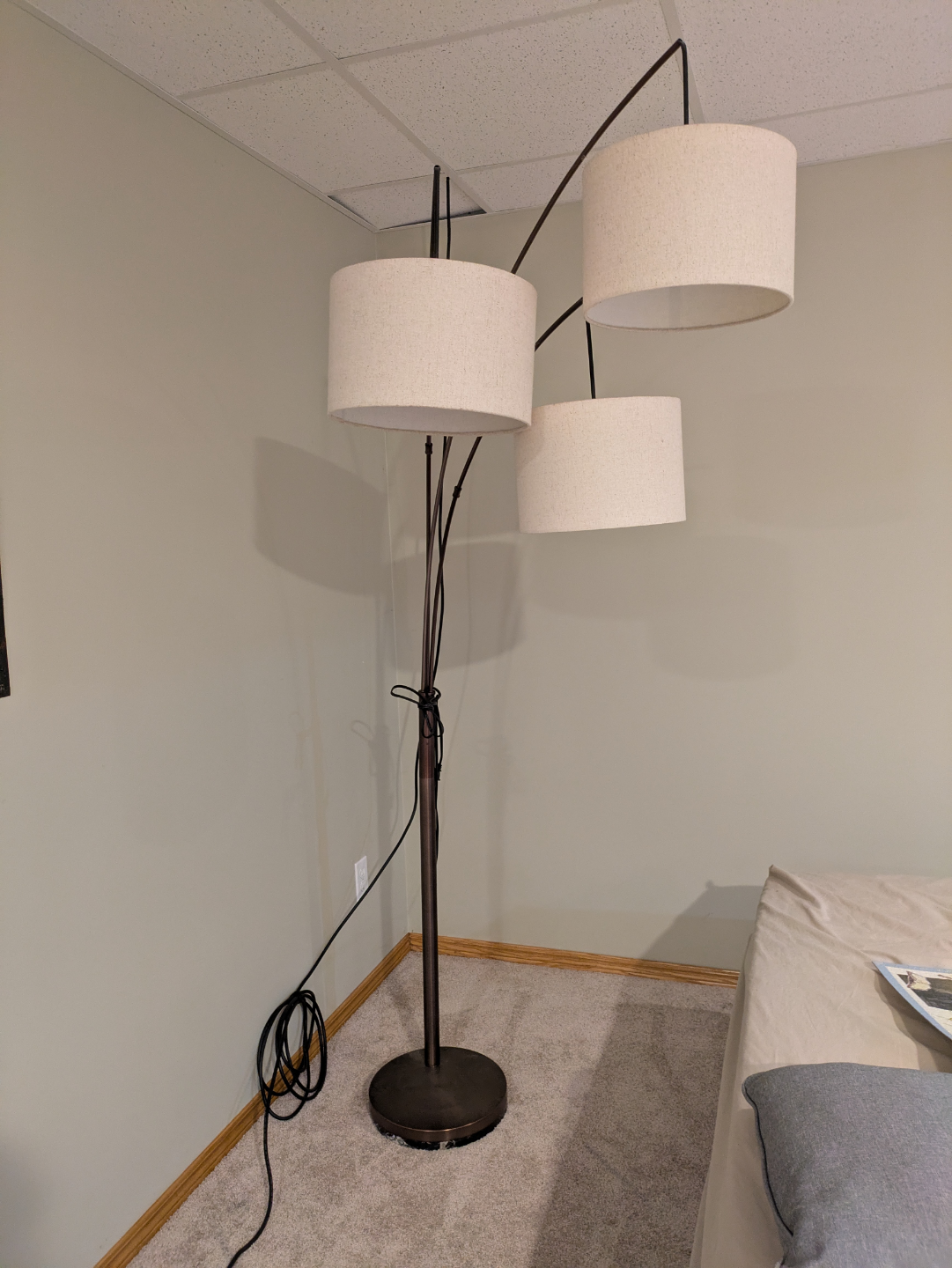 Triple-arm floor lamp with beige shades - photo 3