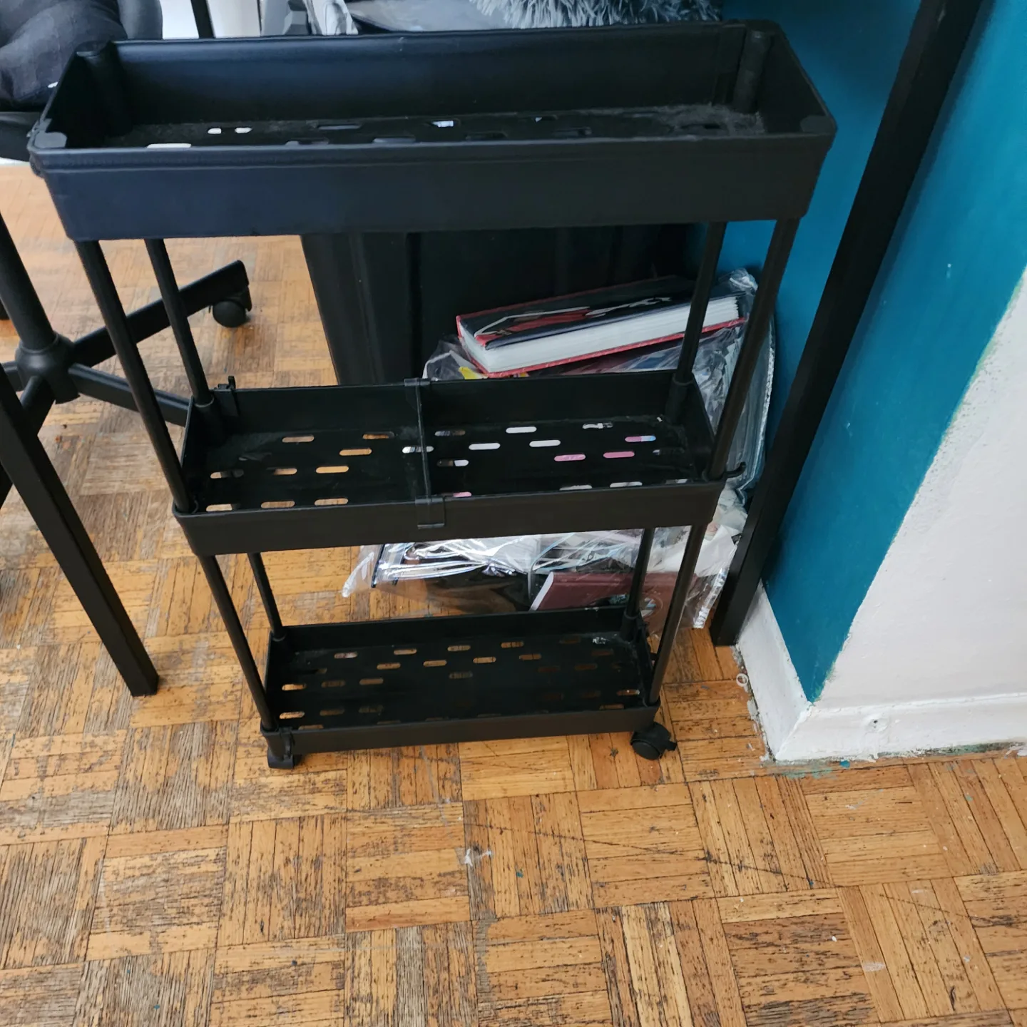 small Black 3-Tier Rolling Storage Cart thumbnail