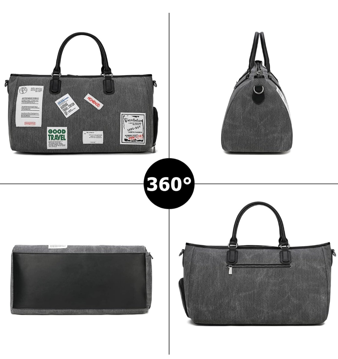 Grey Travel Duffle Bag with Multiple Pockets - photo 5