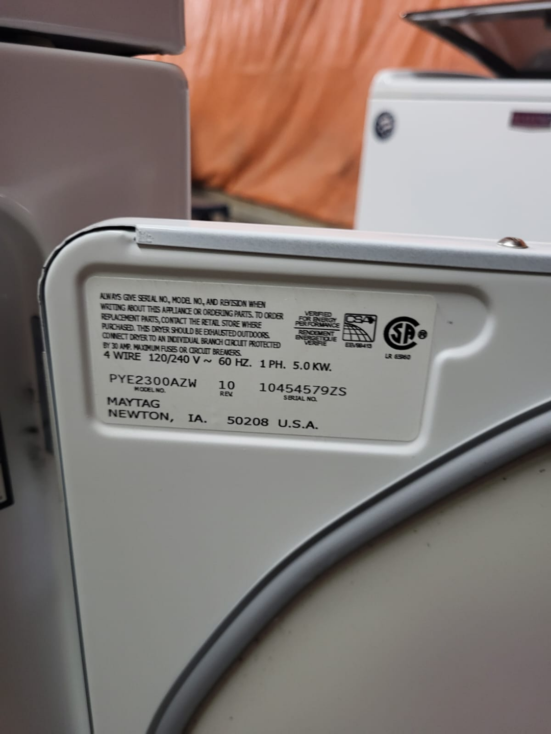 Maytag Electric Dryer - PYE2300AZW - photo 3