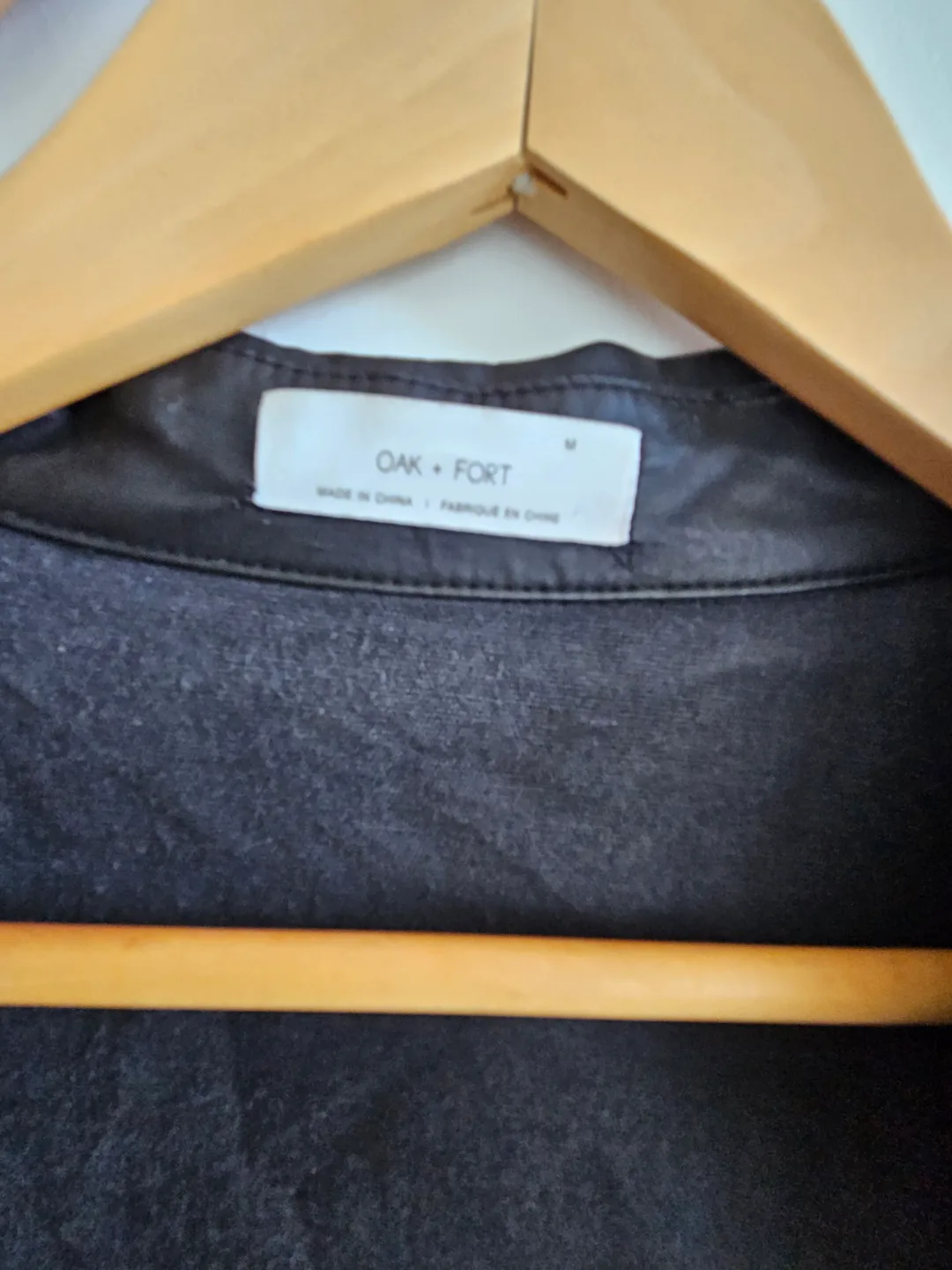 Oak + Fort Black Faux Leather Shirt Jacket - Size M image indicator(4)