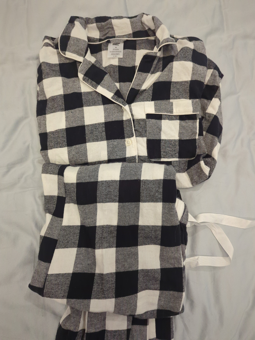 Women's Flannel Pajama Set - Black and White Buffalo Check