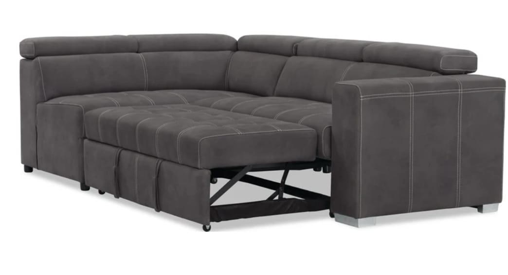 Grey Sectional Sofa with Pull-Out Ottoman - photo 2