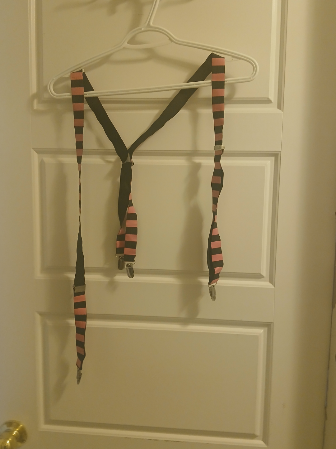 Pink and Black Striped Suspenders