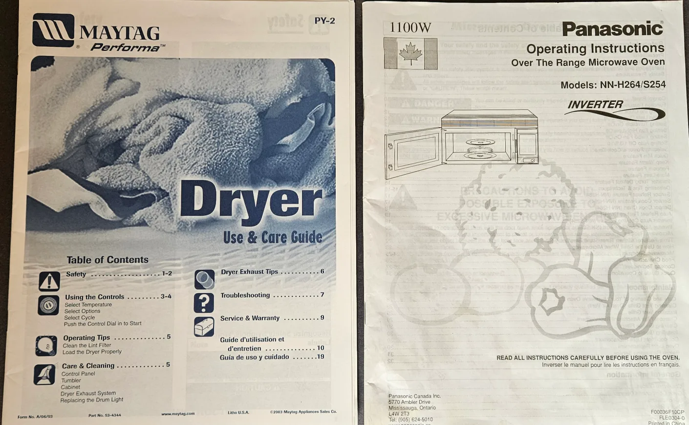#freecycle - Maytag Dryer and Panasonic Microwave Oven manuals thumbnail