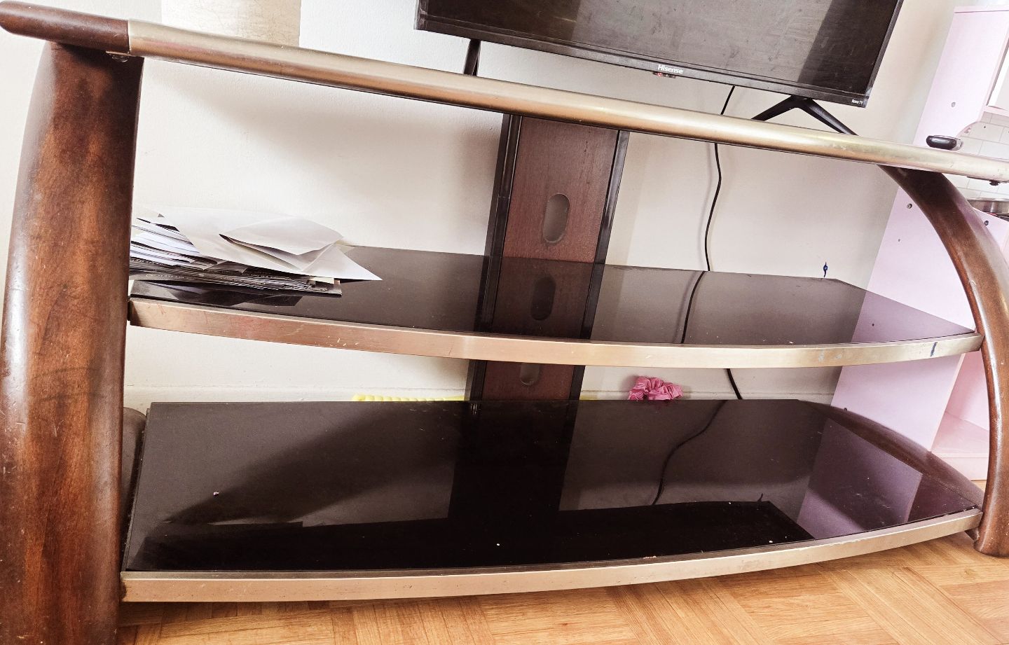 Curved Glass TV Stand