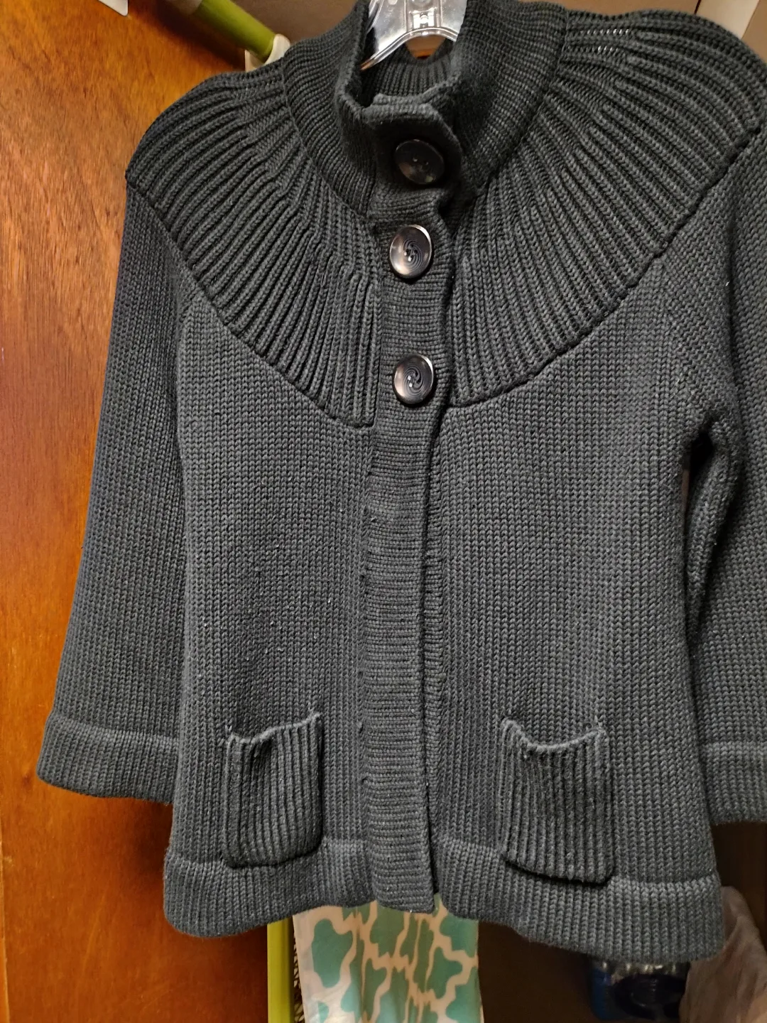 Black Knit Cardigan Sweater image indicator(3)