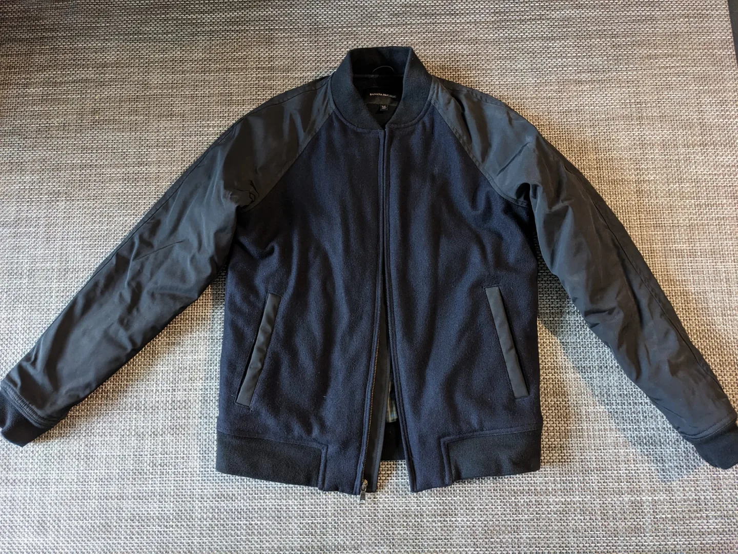 Banana Republic Men's Navy Blue/Black Bomber Jacket thumbnail