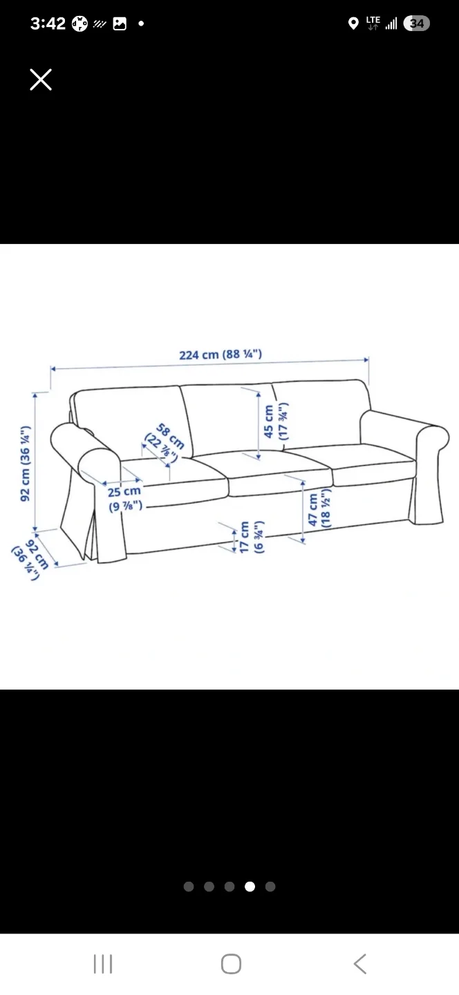 IKEA 3-seater couch, grey, washable cover image indicator(2)