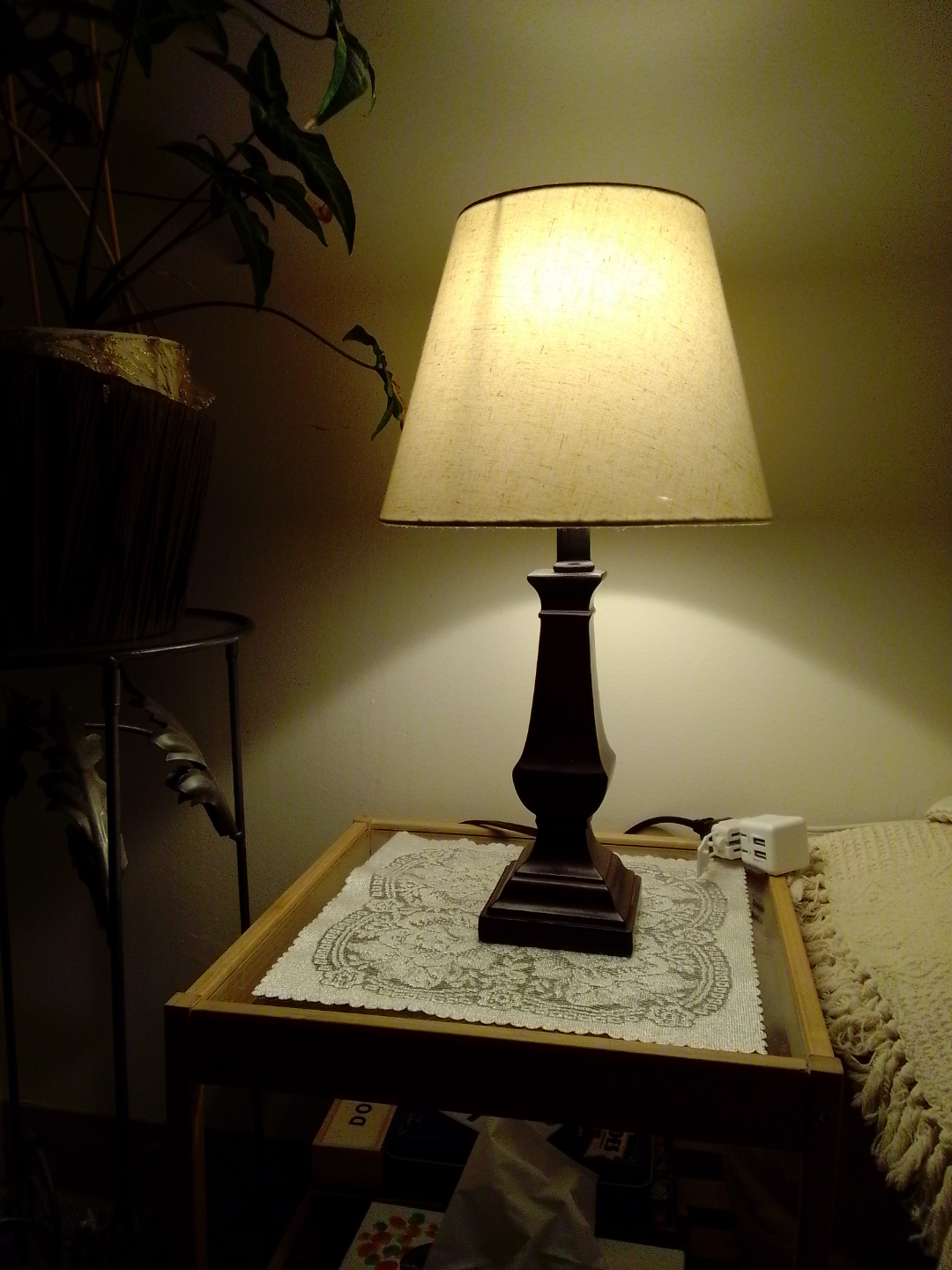 Pair of Bedside Lamps with Cream Shades