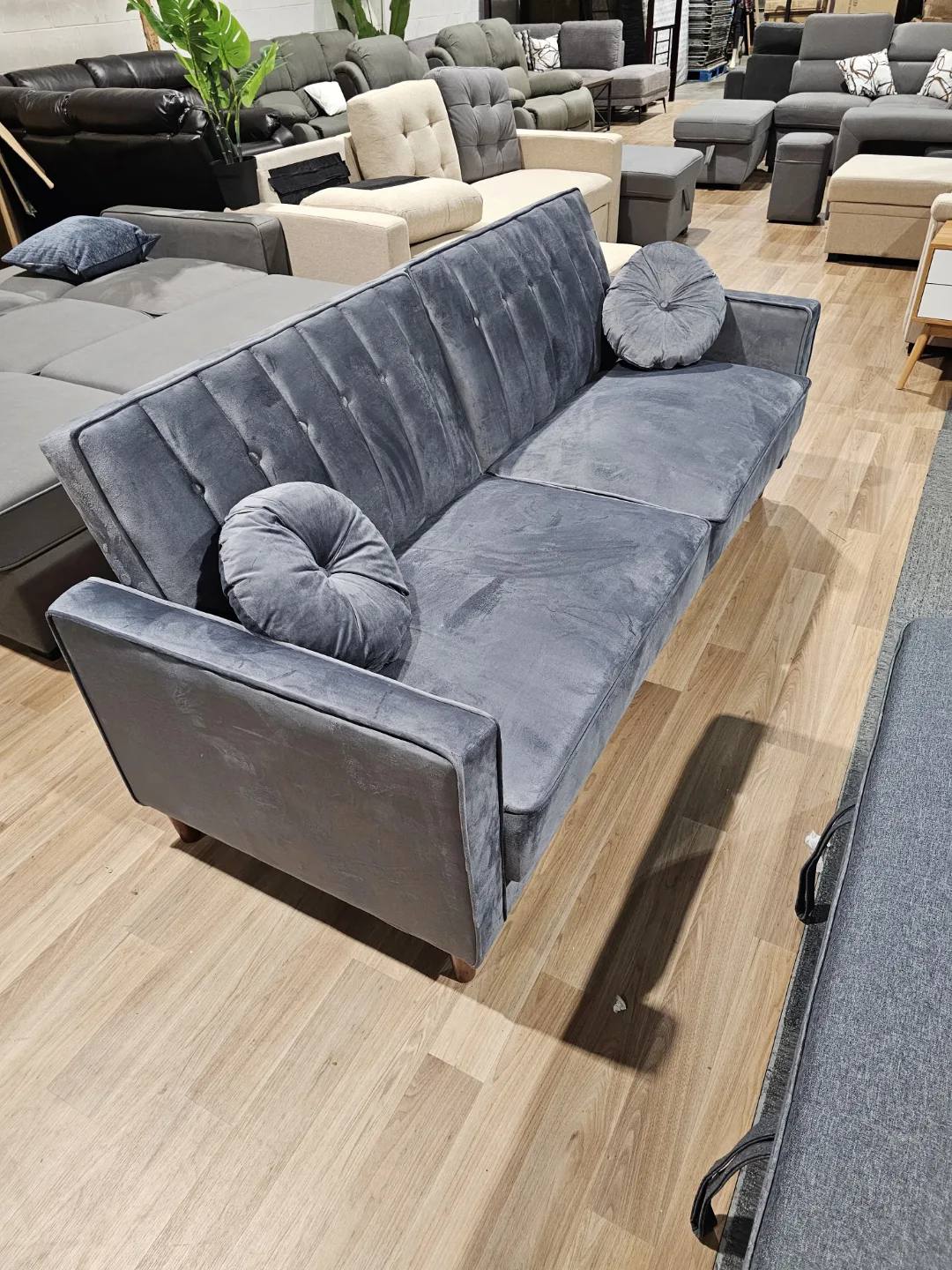 2-Seater Sectional Futon – Velvet Grey thumbnail