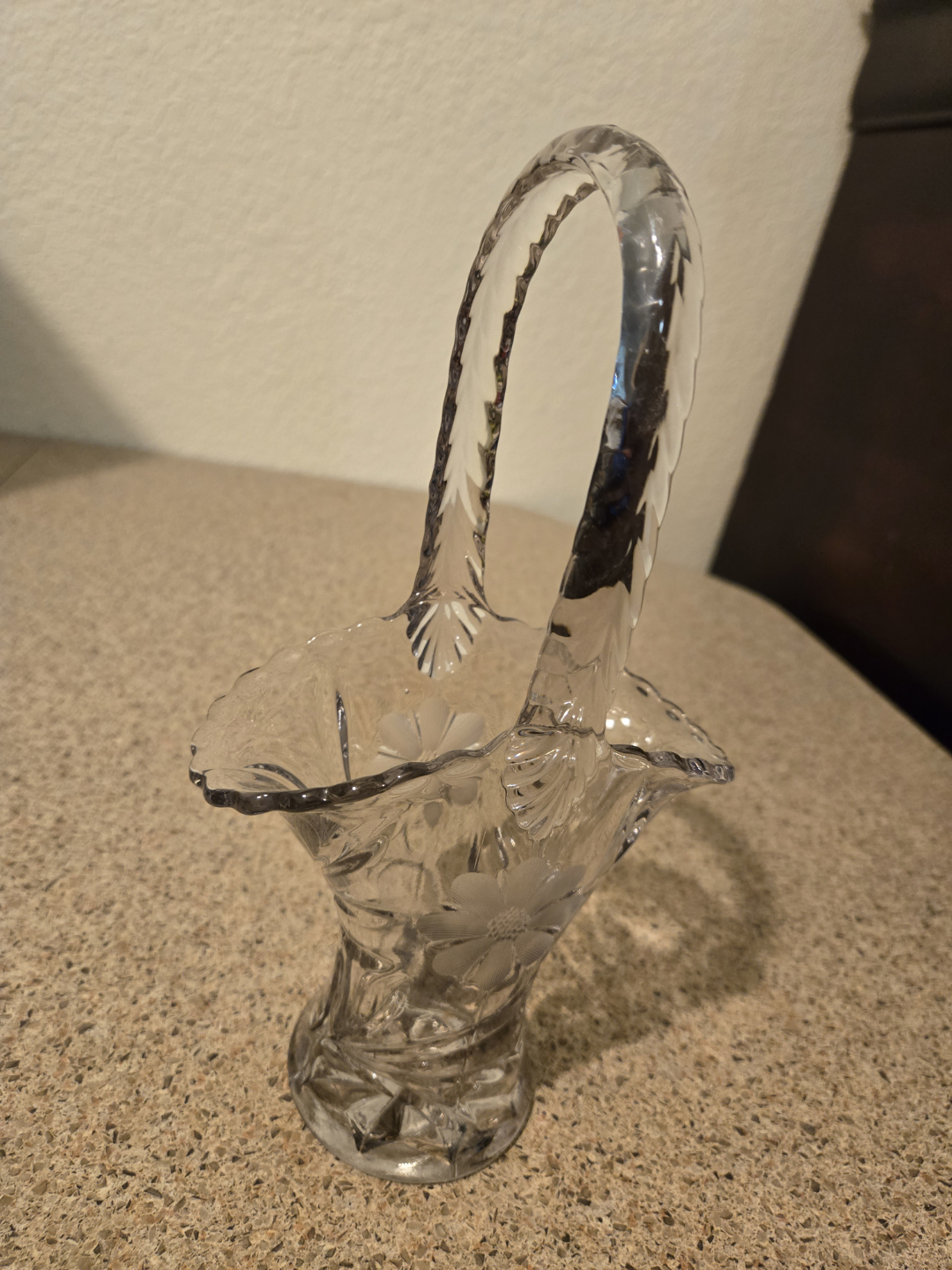 Vintage Etched Glass Basket - photo 2