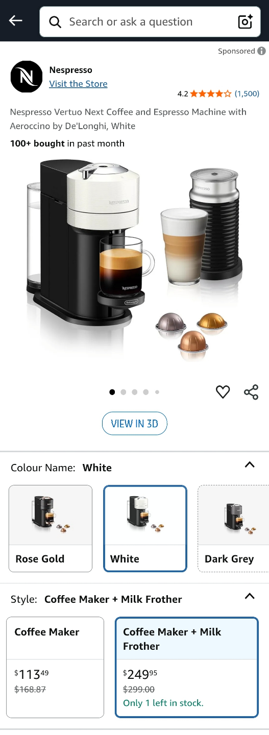 Nespresso Vertuo Next with Aeroccino 3 Milk Frother - White - photo 4