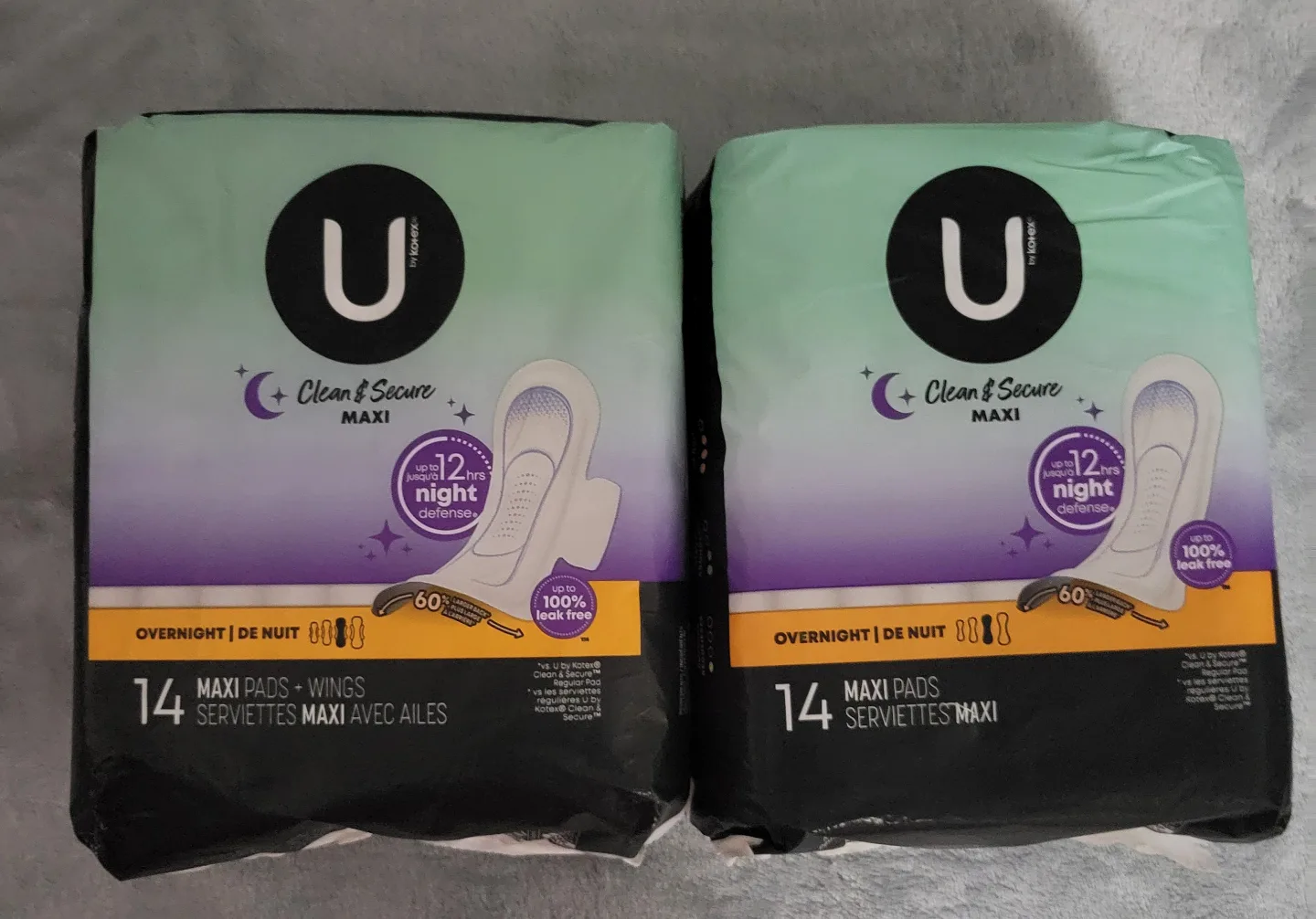 2 Packs of U by Kotex Clean & Secure Maxi Overnight Pads image indicator(2)