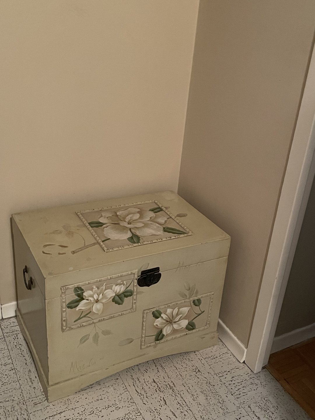 Hand-painted Magnolia Storage Chest