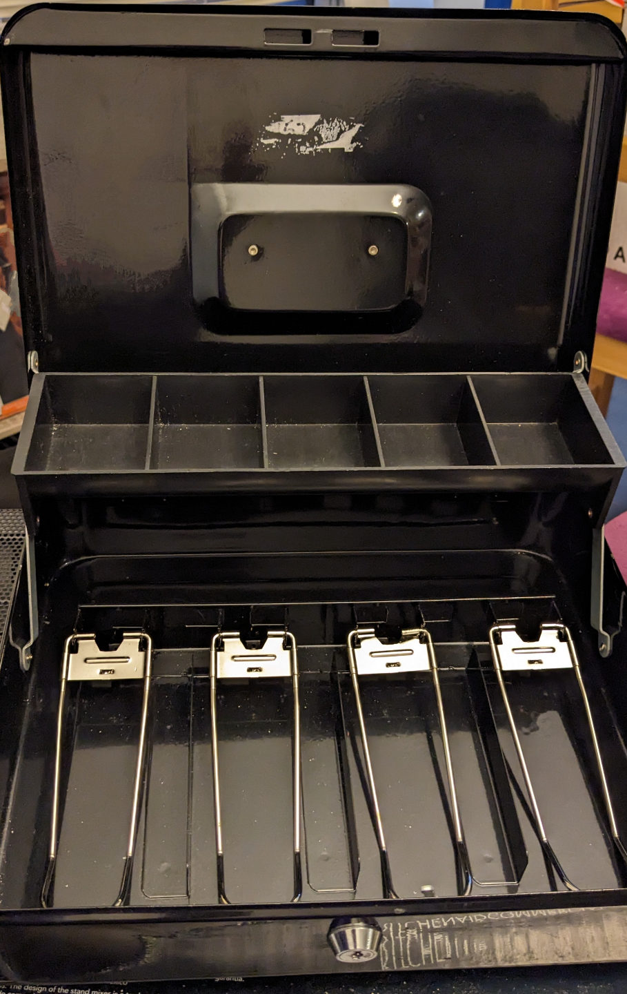Black Metal Cash Box with Tray - photo 2