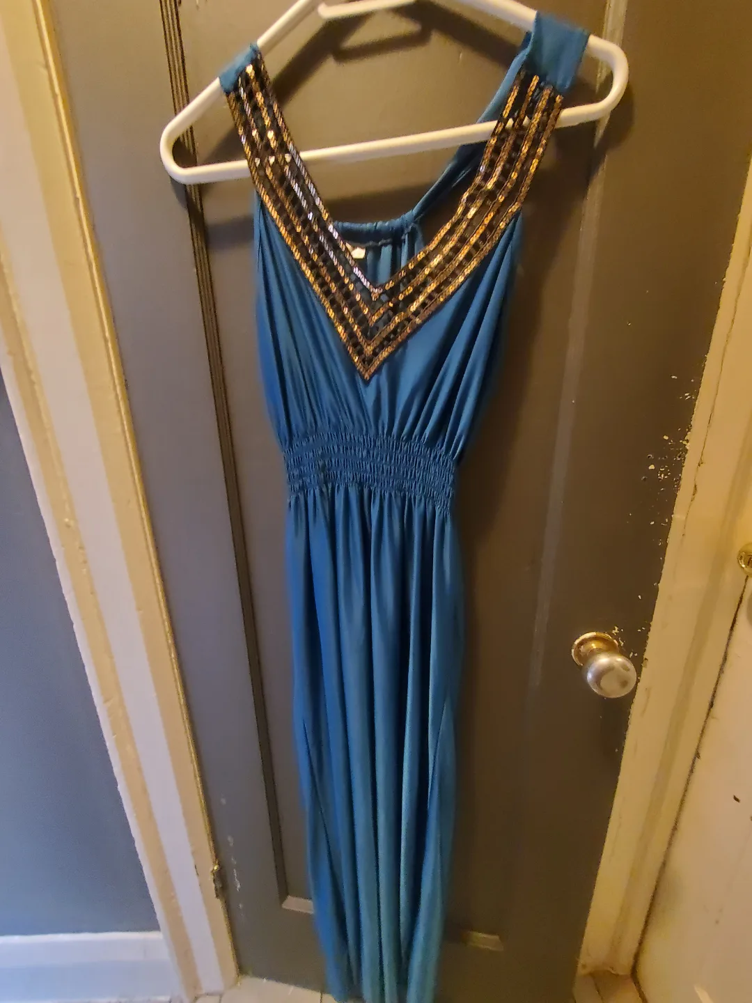 Teal Maxi Dress with Gold Sequins thumbnail