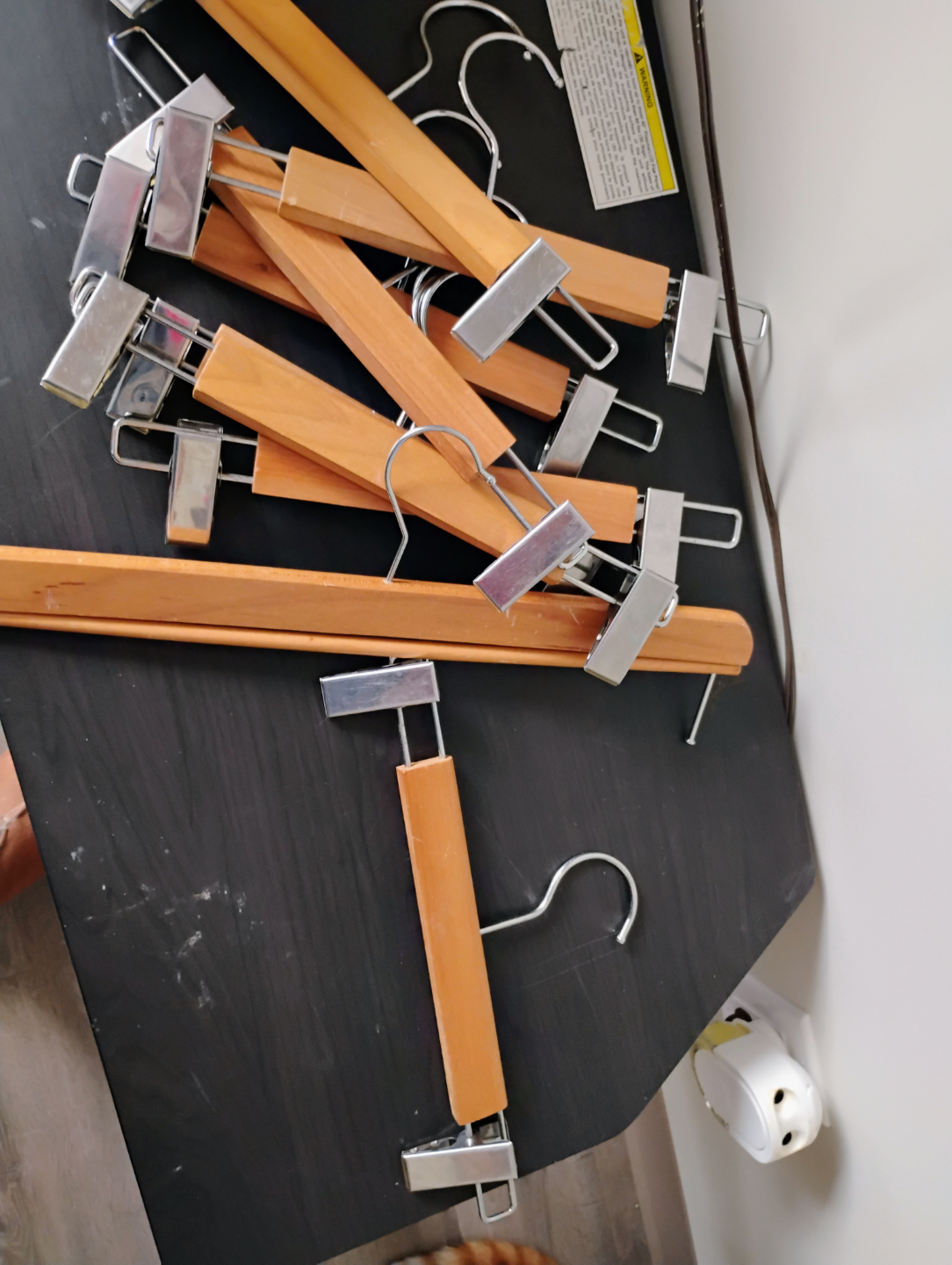 Wooden pants hangers with clips