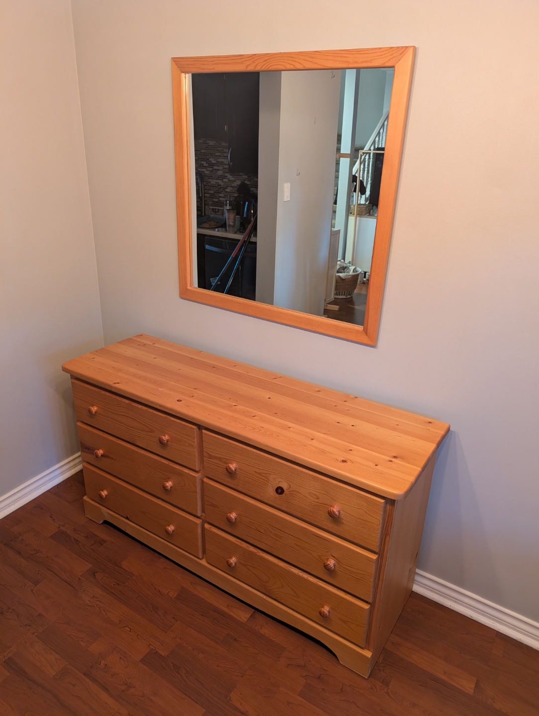 Wooden Dresser and Mirror Set - photo 4