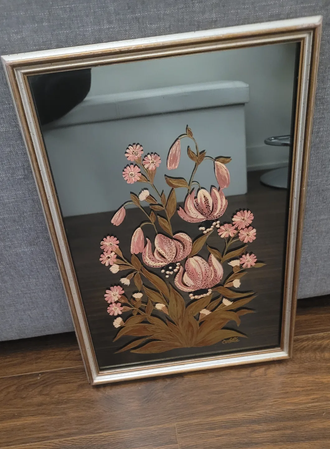 Vintage Floral Mirror Art -HAND MADE 200$ EACH image indicator(2)