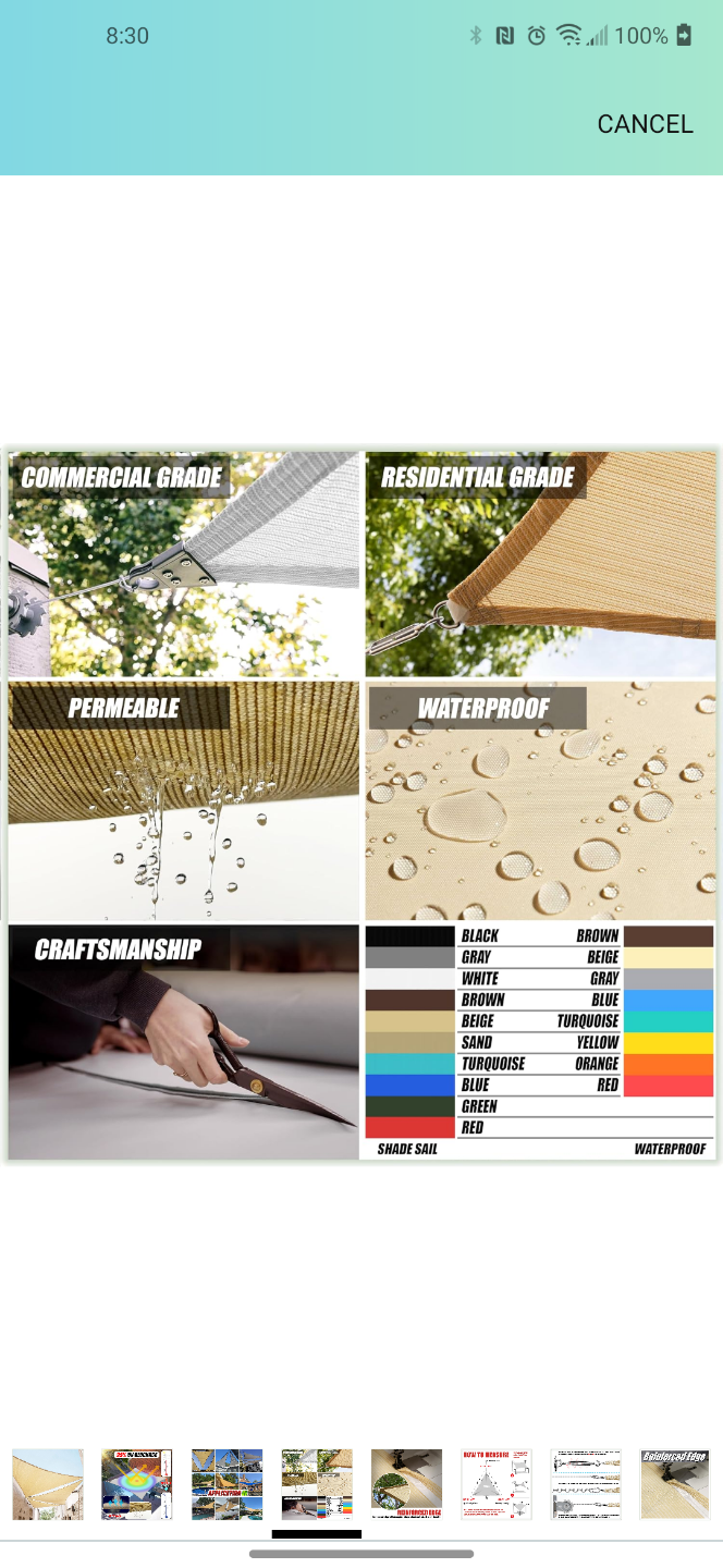 Beige Triangle Shade Sail - UV Protection - photo 2