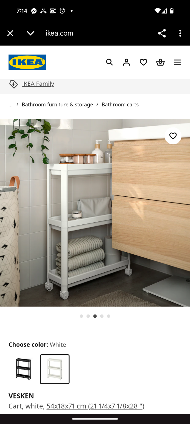 IKEA VESKEN 3-Tier Rolling Cart - White - photo 4