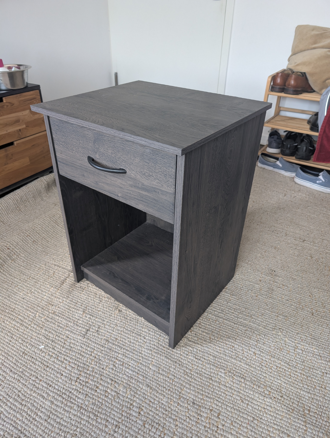 Dark Gray One-Drawer Nightstand