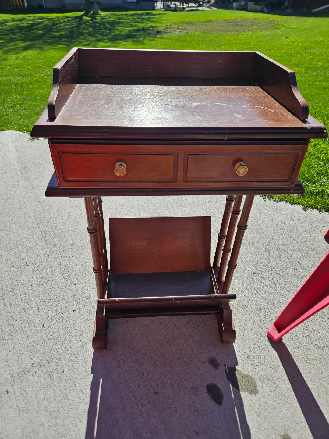 Vintage Mahogany Side Table with Magazine Rack thumbnail