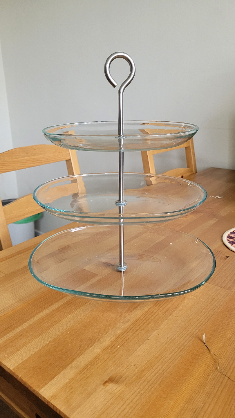 Three-Tiered Glass Serving Stand