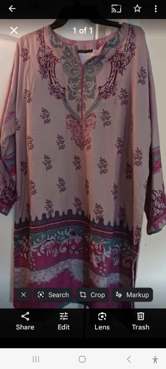 Women's Pink and Purple Floral Printed Tunic Top thumbnail