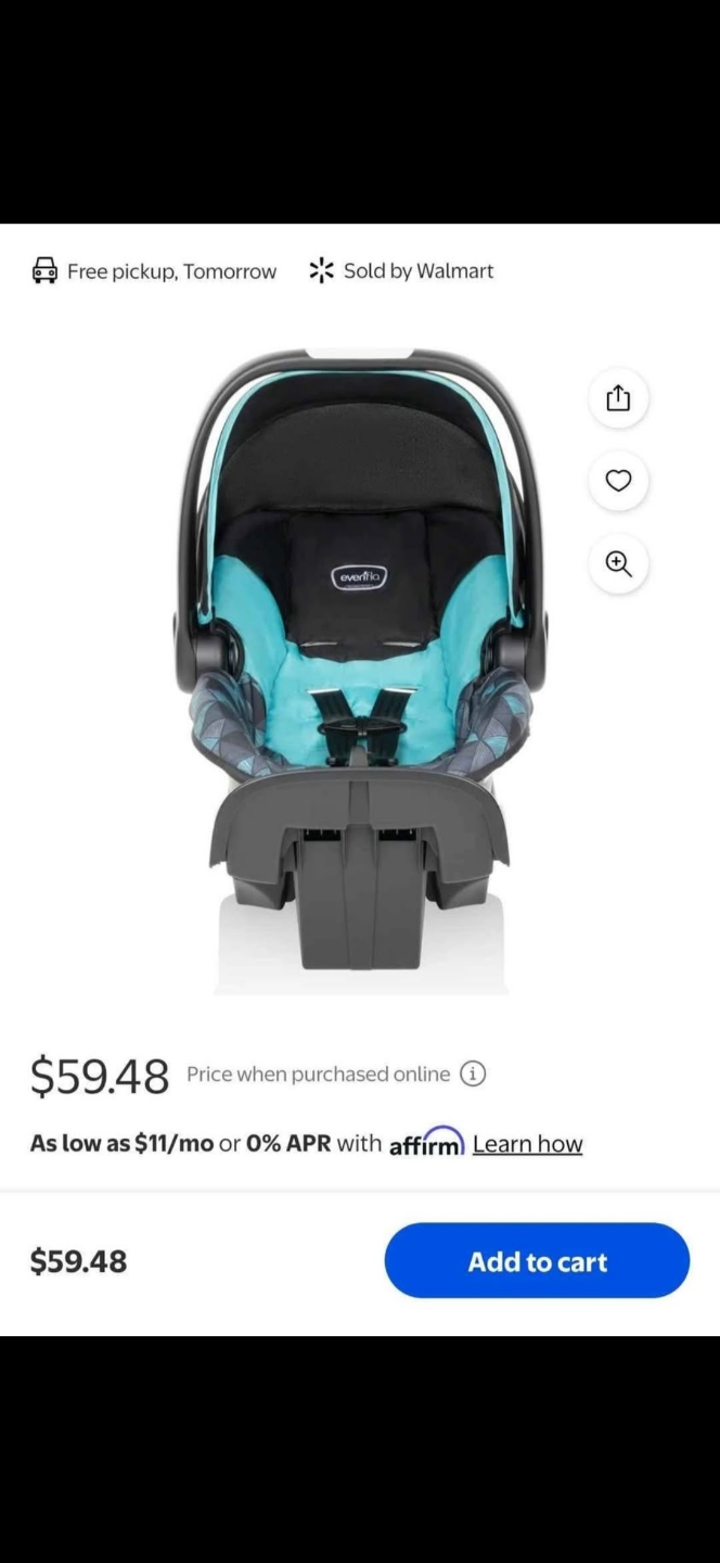Evenflo Infant Car Seat - Teal/Black - photo 2