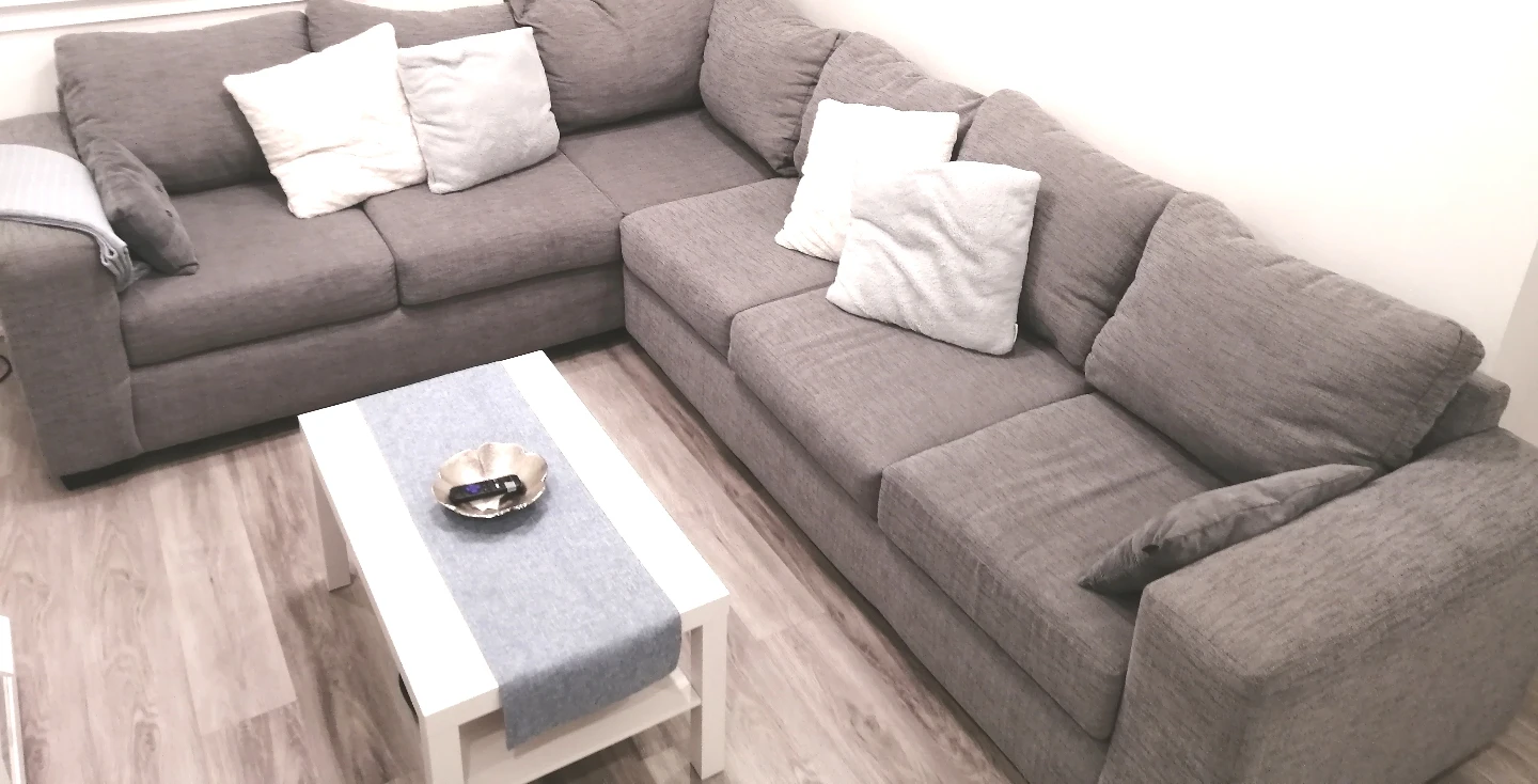 Grey L-Shaped Sectional Sofa - photo 2