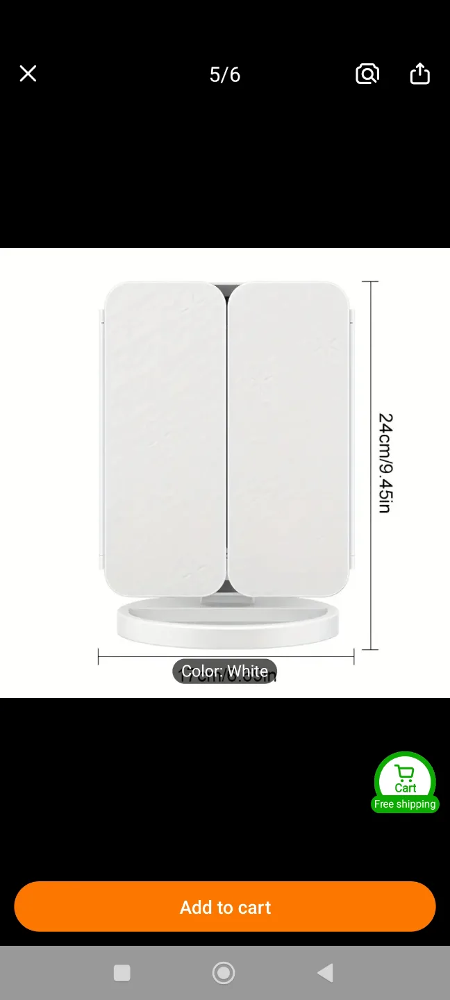 New USB chargeable Three-Fold Makeup Mirror with Lighting image indicator(7)